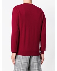 Мужской красный свитер с круглым вырезом от Laneus