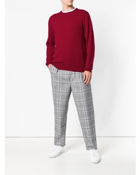 Мужской красный свитер с круглым вырезом от Laneus