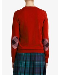 Женский красный свитер с круглым вырезом от Burberry