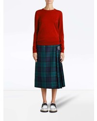 Женский красный свитер с круглым вырезом от Burberry