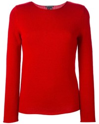Женский красный свитер с круглым вырезом от Theory