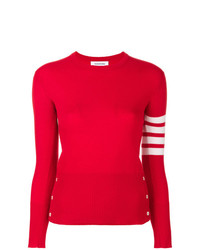 Женский красный свитер с круглым вырезом от Thom Browne