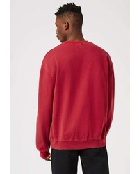 Мужской красный свитер с круглым вырезом от Topman