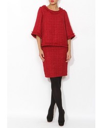 Женский красный свитер с круглым вырезом от Tutto Bene