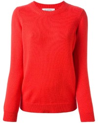 Женский красный свитер с круглым вырезом от Valentino