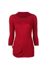 Женский красный свитер с круглым вырезом от Y's
