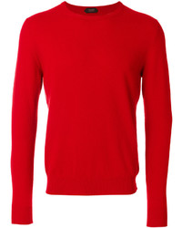 Мужской красный свитер с круглым вырезом от Zanone
