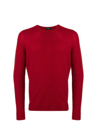 Мужской красный свитер с круглым вырезом от Zanone