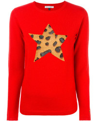 Женский красный свитер с леопардовым принтом от Bella Freud