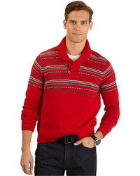 Красный свитер с отложным воротником