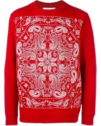 Мужской красный свитер с принтом от White Mountaineering