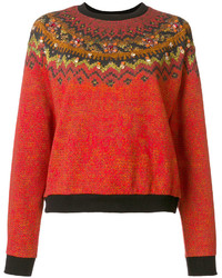 Женский красный свитер с украшением от Etro