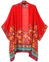 Красный свитер с цветочным принтом