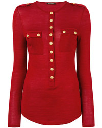 Женский красный свитер от Balmain