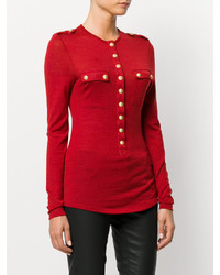 Женский красный свитер от Balmain