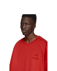 Мужской красный свитшот с вышивкой от Juun.J