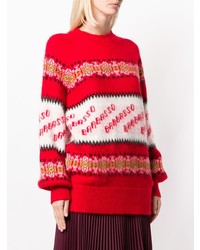 Красный свободный свитер в горизонтальную полоску от MSGM
