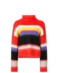 Красный свободный свитер из мохера в горизонтальную полоску от Dvf Diane Von Furstenberg