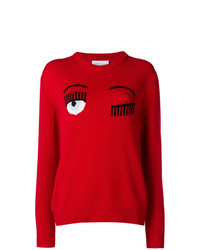 Красный свободный свитер с принтом от Chiara Ferragni