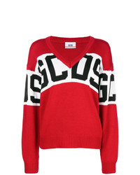 Красный свободный свитер с принтом от Gcds