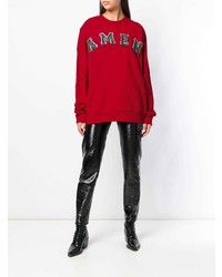 Красный свободный свитер с принтом от Amen