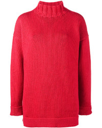 Красный свободный свитер от Alexander McQueen
