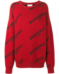 Красный свободный свитер от Balenciaga
