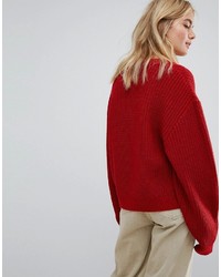 Красный свободный свитер от Weekday