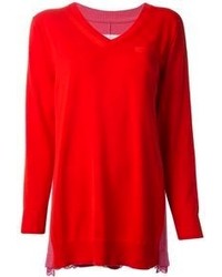 Красный свободный свитер от Sacai