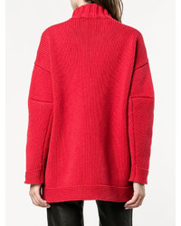Красный свободный свитер от Alexander McQueen
