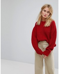 Красный свободный свитер от Weekday