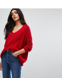 Красный свободный свитер