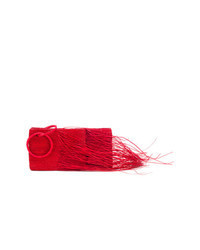 Красный соломенный плетеный клатч