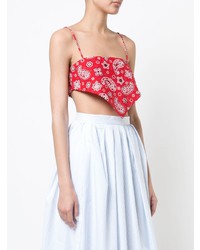 Красный укороченный топ с принтом от Eric Schlosberg