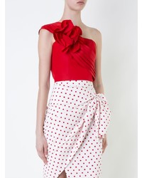 Красный укороченный топ с цветочным принтом от Bambah