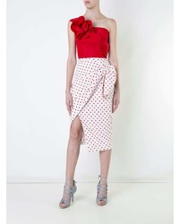 Красный укороченный топ с цветочным принтом от Bambah