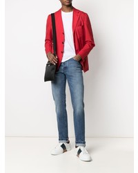 Мужской красный хлопковый пиджак от Kiton