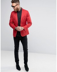 Мужской красный хлопковый пиджак от Asos