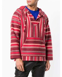 Мужской красный худи в горизонтальную полоску от Alanui