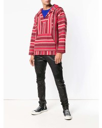 Мужской красный худи в горизонтальную полоску от Alanui