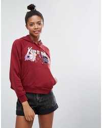 Красный худи с вышивкой