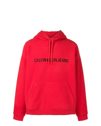 Мужской красный худи с принтом от Calvin Klein Jeans