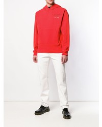 Мужской красный худи с принтом от Helmut Lang