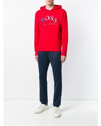 Мужской красный худи с принтом от BOSS HUGO BOSS