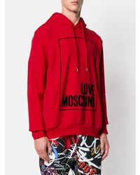 Мужской красный худи с принтом от Love Moschino
