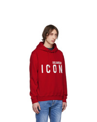 Мужской красный худи с принтом от DSQUARED2