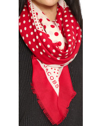 Женский красный шарф в горошек от Marc by Marc Jacobs
