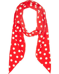 Женский красный шарф в горошек от Saint Laurent