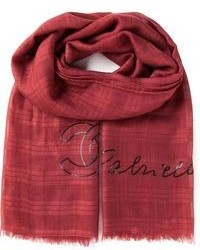 Женский красный шарф в шотландскую клетку от Chanel