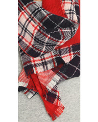 Женский красный шарф в шотландскую клетку